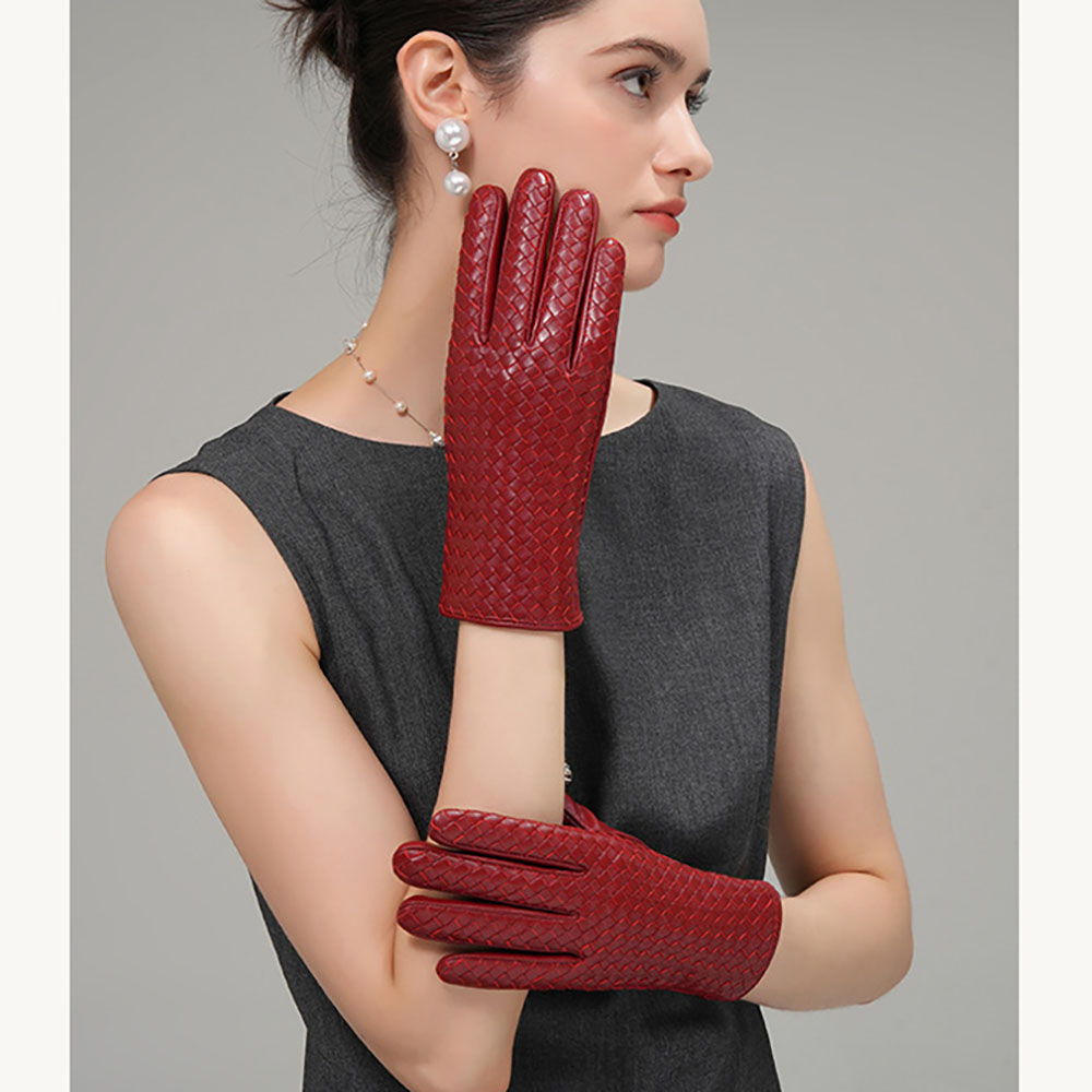 Wool Glove Lined - 겨울 여성용 천연 가죽 따뜻한 직조