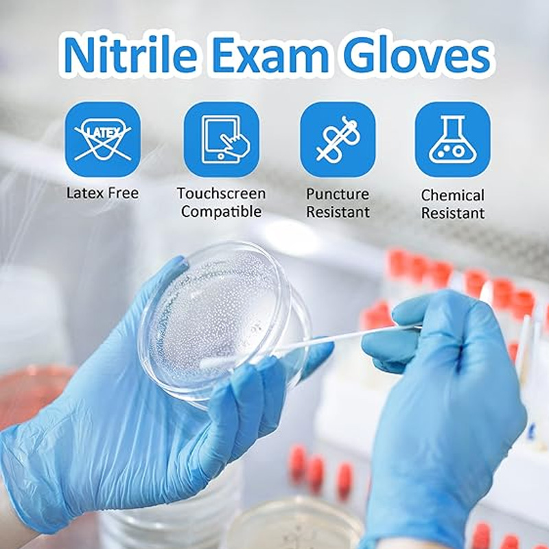 Exam Glove Nitrile - 의료용 블루 니트릴 장갑 100팩, 라텍스