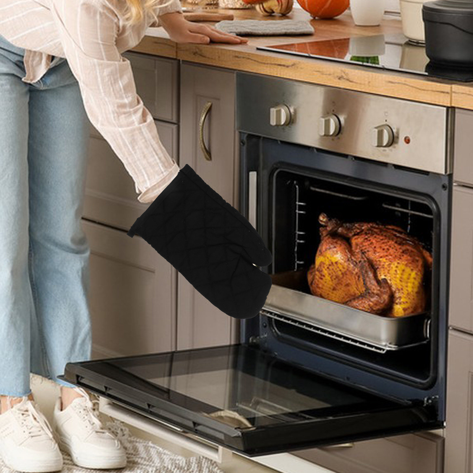 전자레인지용 고온 방지 면-폴리에스터 혼방 블랙 오븐  - Heat Resistant Glove 리뷰 및 가격