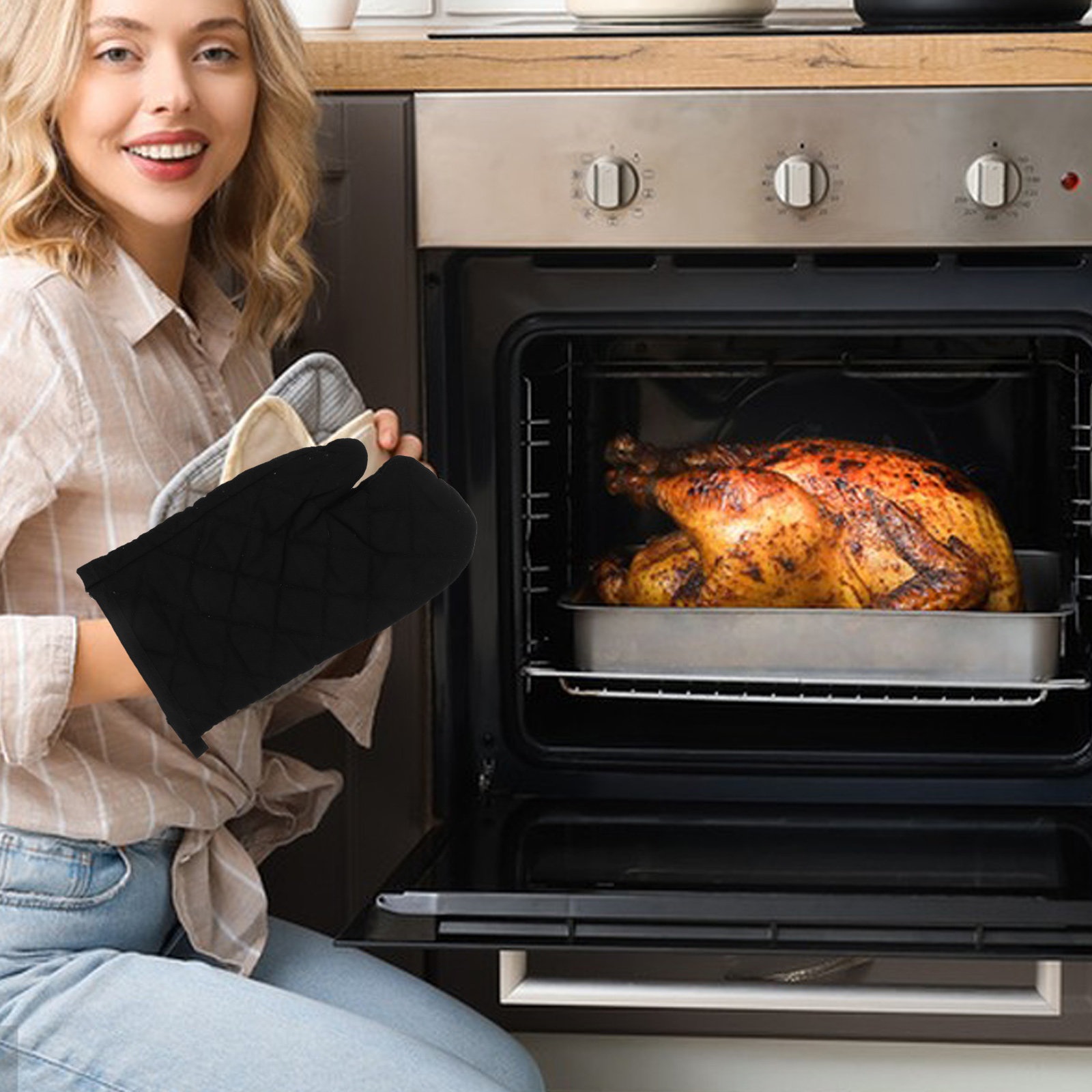 전자레인지용 고온 방지 면-폴리에스터 혼방 블랙 오븐  - Heat Resistant Glove 리뷰 및 가격